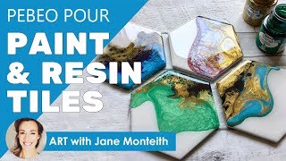 Hexagon Fluid Paint Resin Coaster Tiles  Full Tutorial [upl. by Akelahs113]