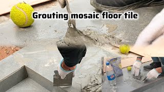 grouting mosaic floor tile  how to clean grout on tile floor  how to grout mosaic floor tile new [upl. by Faux241]