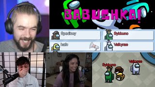 Jacksepticeye Sykkuno amp Valkyrae Do The Babushka Play  Proximity Chat Among Us FtCorpseToast [upl. by Arej]