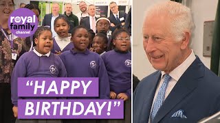 King Charles Treated to Sweet Rendition of ‘Happy Birthday’ by School Kids [upl. by Nedgo899]