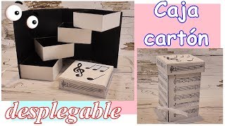 Caja organizadora desplegable hecha con cartón Ideas para reciclar y decorar [upl. by Alat814]