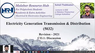 5032  ELECTRICITY GENERATION TRANSMISSION amp DISTRIBUTION  EEE  SEMESTER 5  CO1  REV 2021 [upl. by Terza939]