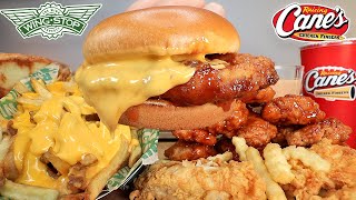 WINGSTOP ASMR MUKBANG NEW MAPLE SRIRACHA CHICKEN RAISING CANES CHICKEN TENDERS WITH CHEESE [upl. by Libbie]