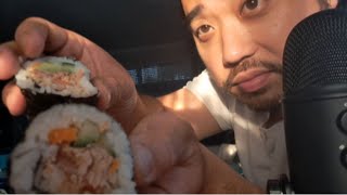 ASMR EATING SOUNDS  SUSHI amp ONIGIRI JAPANESE RICE BALLS [upl. by Sirehc]