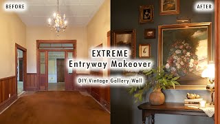 Extreme Entryway Makeover DIY Vintage Gallery Wall BEFORE amp AFTER  XO MaCenna [upl. by Manno458]