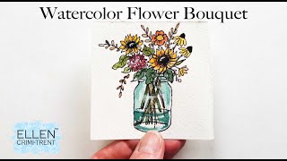 Ink amp Wash Watercolor Mini bouquet tutorial [upl. by Hanoy]