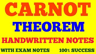 CARNOT THEOREM  HANDWRITTEN NOTES  STATEMENT amp PROOF OF CARNOT THEOREM THERMODYNAMICS [upl. by Eniahs]