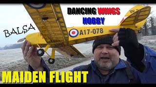 Tiger Moth 800mm Wingspan Balsa Biplane RC Airplane ARFBNF by Dancing Wings Hobby Maiden flight [upl. by Ripleigh24]