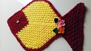 crochet table mat sousplat placemats table runner thalposh rumal crochet fish [upl. by Elmer]