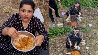 MAINE PEHLI BAAR BANAYA KHET MAI CHICKEN CURRY 🔥😋🙏🏼 [upl. by Nnylav]