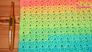 How To Crochet the Lacy Stacked Granny Stitch Step By Step  Blossom Crochet  EASY amp FAST [upl. by Atiseret421]