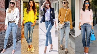 COMO VESTIR ELEGANTE FINA Y SOFISTICADA CON JEANS LOOKS Y OUTFITS CON JEANS ELEGANTES [upl. by Ubana]