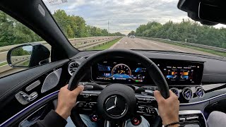 Mercedes AMG GT 53 4Door POV Drive on the Autobahn  No Speed Limit [upl. by Arevle332]