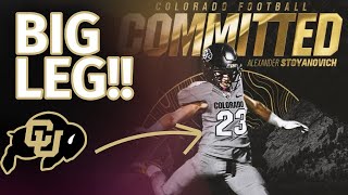 BIG LEG Kicker Alexander Stoyanovich COMMITS To Colorado amp Coach Prime [upl. by Garrot191]