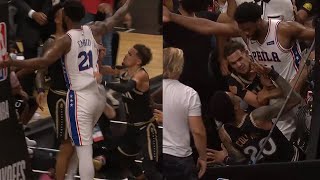 Joel Embiid amp John Collins go facetoface after that play 👀 Hawks vs 76ers Game 6 [upl. by Elysia602]