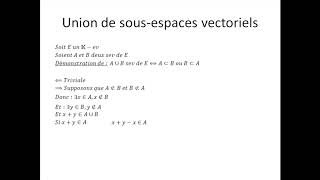 Espaces vectoriels partie 11  Union de sousespaces vectoriels [upl. by Babb302]