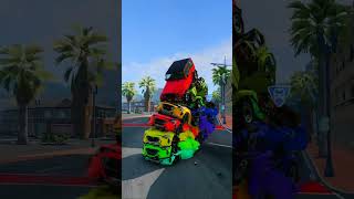 Rainbow Color Vans amp Buses Crash  BeamNGdrivebeamngdrive shorts youtubeshorts [upl. by Gerg]