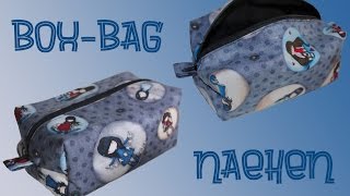 BoxBag nähen  Reißverschlusstasche für Kosmetika o ä Krimskrams  DIY Tutorial  Nähanleitung [upl. by Anuhsal839]