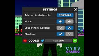 Car Dealership Tycoon CDT Codes July 2024 [upl. by Eintruoc748]