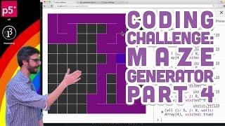 Coding Challenge 104 Maze Generator with p5js  Part 4 [upl. by Aileon]