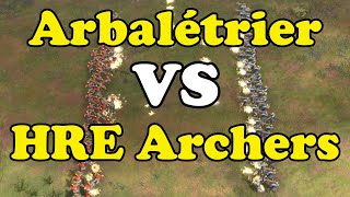 AOE4  LAND  French Arbalétrier VS HRE Archers [upl. by Mesics]