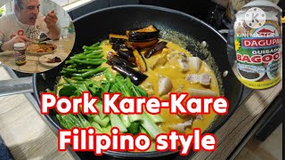 Pork KareKare Filipino style  German eating Bagoong Alamang food [upl. by Lennon]