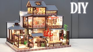 DIY Miniature Dollhouse Kit  Elegant Spring Garden  Jappanese Villa  Relaxing Satisfying Video [upl. by Ardnwahs]