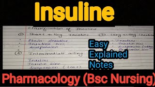 Notes Of Insulin in Hindi in Pharmacology Bsc Nursing [upl. by Yrdua748]