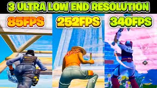 TOP 3 Stetched RESOLUTIONS for LOW END PC in Fortnite 💜 ULTRA LOW END RES [upl. by Atazroglam]