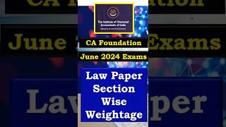 CA Foundation June 24 Law Paper Section Wise Weightage shorts cafoundation weightage [upl. by Achilles]