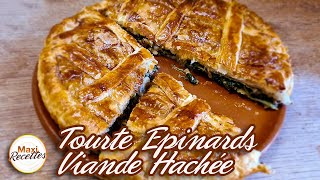 Tourte Epinards Viande Hachée Oignon  Recette Facile [upl. by Ottie]