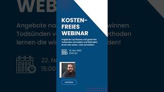 Kostenfreies Webinar Angebote nachfassen und gewinnen [upl. by Tnomyar760]