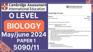 O Level Biology PAPER 1 MayJune 2024  509011  Solved [upl. by Cuthbert669]