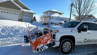 PLOWING 100 DRIVEWAYS WITH 100k PLOW TRUCK  SNO POWER F12 IN ACTION [upl. by Nilkcaj]