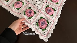 Crochet Border for Granny Rose Blanket  Easy Crochet Baby Blanket Border Pattern For Beginners [upl. by Aylsworth]