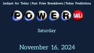 Tonight Powerball Jackpot Sat November 16 2024 [upl. by Fiorenze]