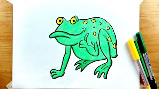 Frog Drawing and Coloring  Frog Drawing 🐸 😄 [upl. by Donny451]