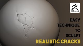 Sculpting Cracks in Zbrush Fast and easy [upl. by Zitvaa905]