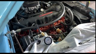 Chrysler 245 HEMI 4BBL standard 2BBL air clean fitment and comp test [upl. by Qulllon234]