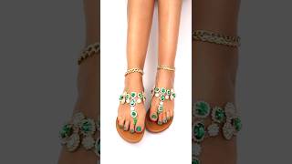 Emerald Green Jeweled Flip Flops Sandals [upl. by Oeflein]