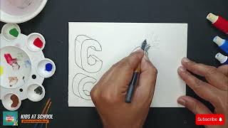 Create and Paint the Letter C Using Watercolors Kids Art School [upl. by Yeliah]