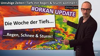 OrkanUpdate Regen amp Schnee Die Woche der Tiefs Es wird ungemütlich Wie viel Regen fällt wo [upl. by Ameehs]