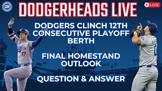 DodgerHeads Live Dodgers clinch 12th consecutive playoff berth road trip recap final homestand [upl. by Aissenav]