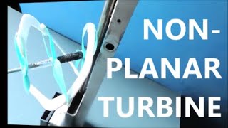 Nonplanar toroidal 3 stages turbine plus curved tangential blades at slow flow [upl. by Cahra]