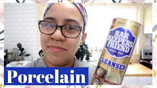 How To Clean A White Porcelain Sink  Porcelain Cleaner  Bar Keepers Friend Clean With Me [upl. by Nessaj]