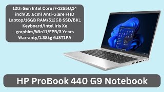 HP ProBook 440 G9 Notebook12th Gen i714 inch 16GB RAM512GB SSD Iris XeWin113 Years Warranty [upl. by Frye30]