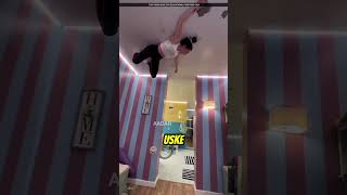 This Girl Becomes Spider Man and Sticks to Roof [upl. by Ldnek]