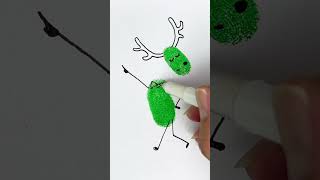 Dancing Christmas moose easy drawing for kids kids christmas easydrawing fingerprint [upl. by Kopans]