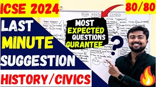 ICSE 2024 Last Minute suggestion HistoryCivics  Which are most important topics 97 Guarantee [upl. by Akehsyt]