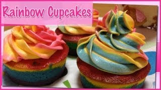 Make Rainbow Cupcakes at Home  レインボーカップケーキの作り方 [upl. by Wack818]